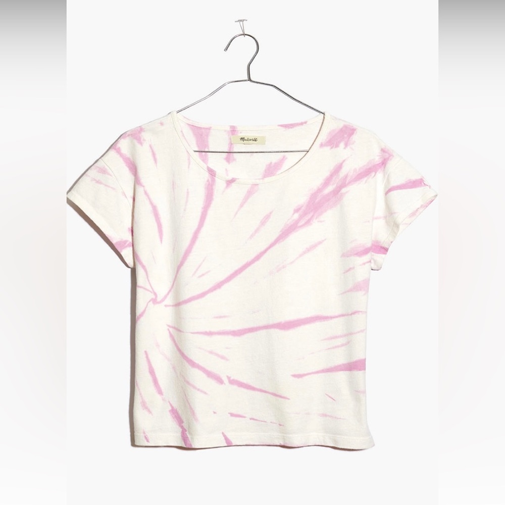 NWT Madewell Pink Tie Dye Cropped Boxy Tee